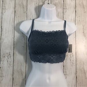 Blake & Co Smokey Blue Lace Square Neck Bralette Medium NWT